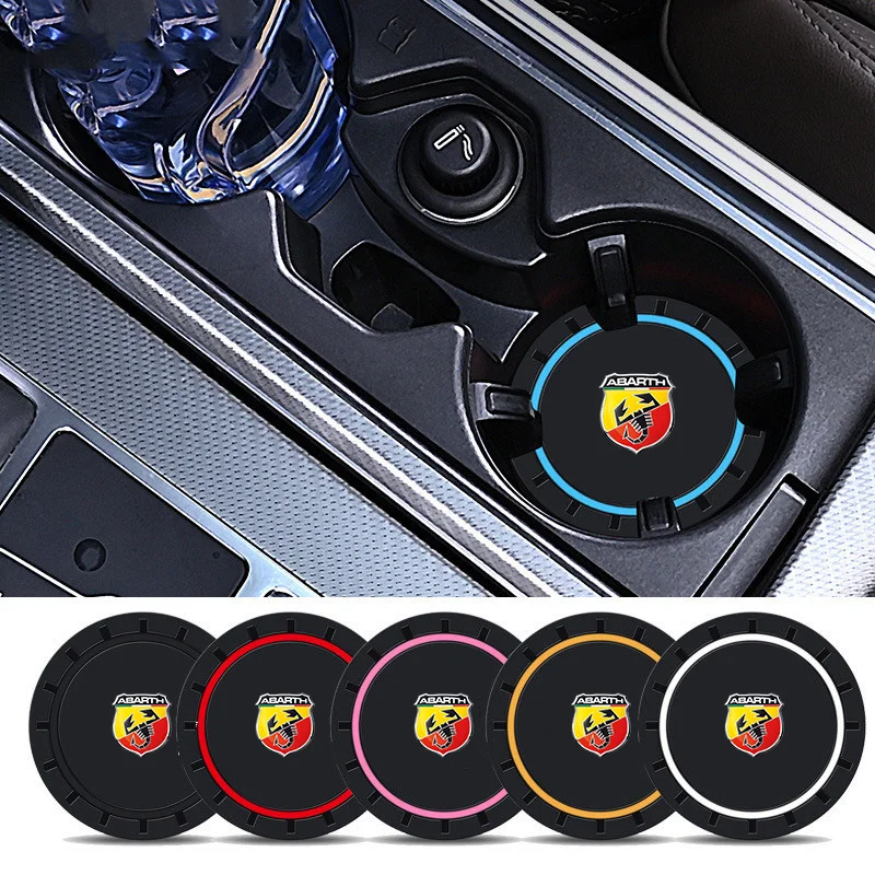 2pcs PVC Silicone Car Coasters Water Cup Holder Anti Slip Mat For Fiat Abarth 595 Abarth 500 abarth 124 spider Auto Accessories