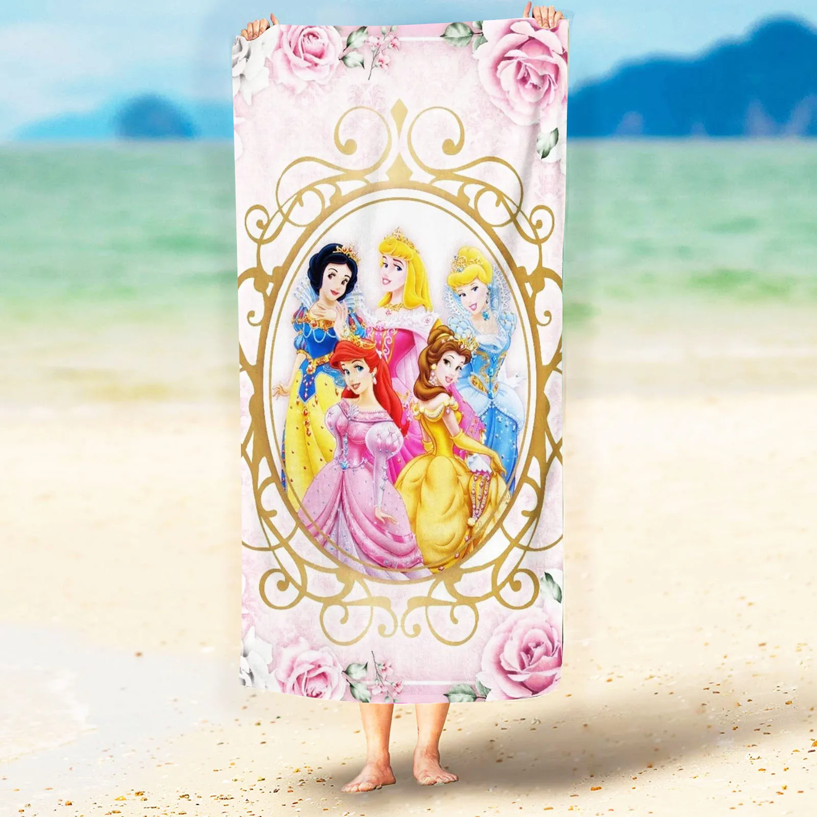 

Snow White, Belle, Ariel Princesses Cute Decor Towel Quick Dry Sauna Travel Beach Towels Cotton Microfibre Accessories For Home