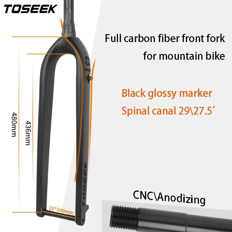 TOSEEK Bicycle Full Carbon Fiber Front Fork BOOST Internal Cable Routing Front Fork Lightweight Material