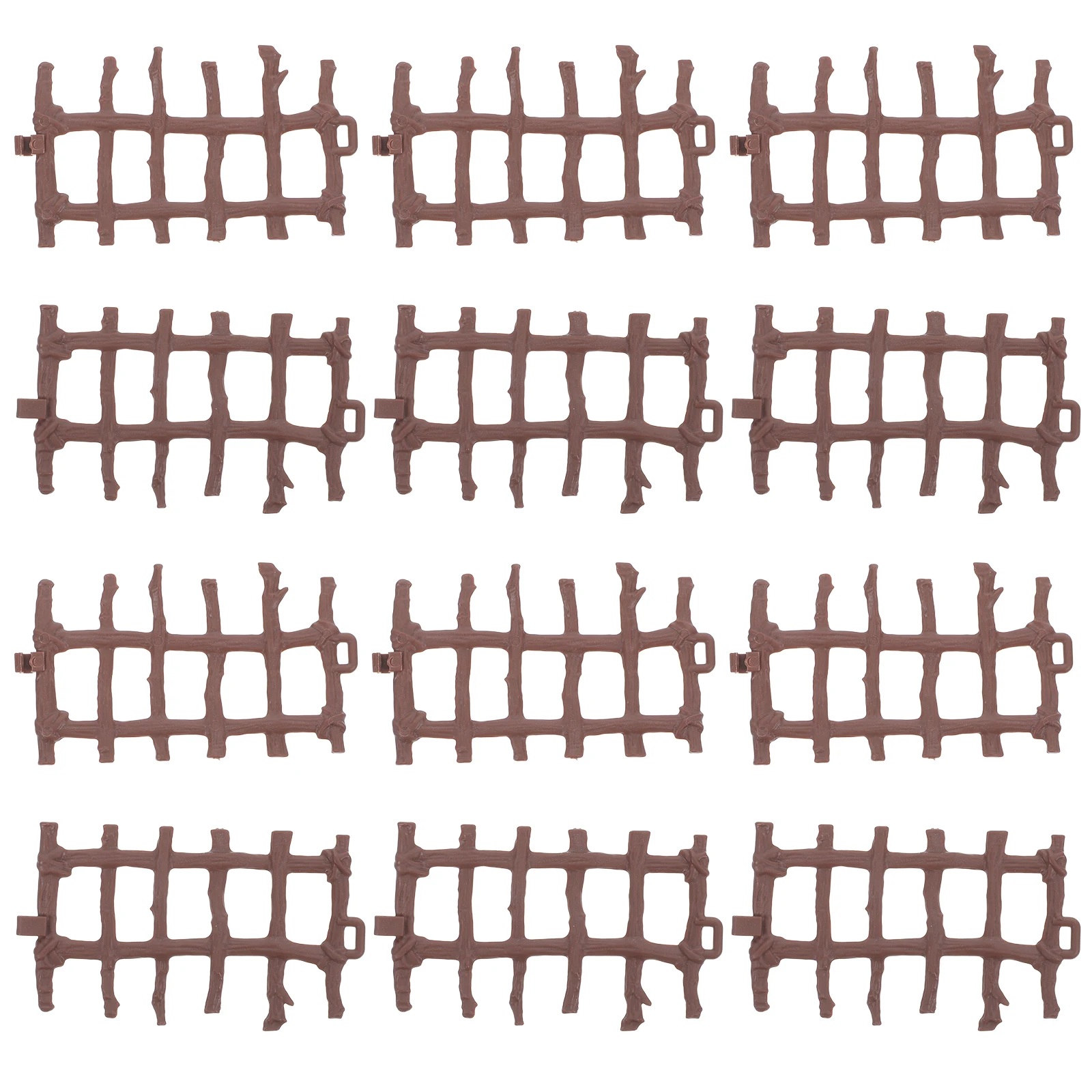 50pcs Micro Landscape Fence Realistic Wood Color Mini Plastic Farm Fencing For Playsets Miniature Crafts Educational Scenes