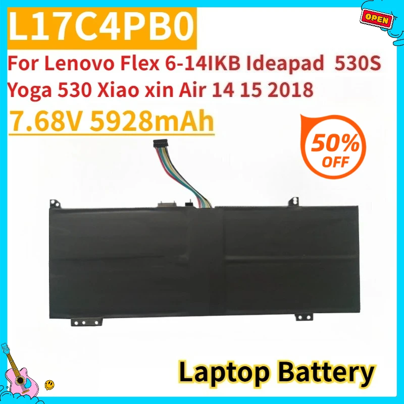 

New Replacement Laptop Battery 7.68V 5928mAh L17C4PB0 for Lenovo Flex 6-14IKB Ideapad 530S Yoga 530 Xiao Xin Air 14 15 2018