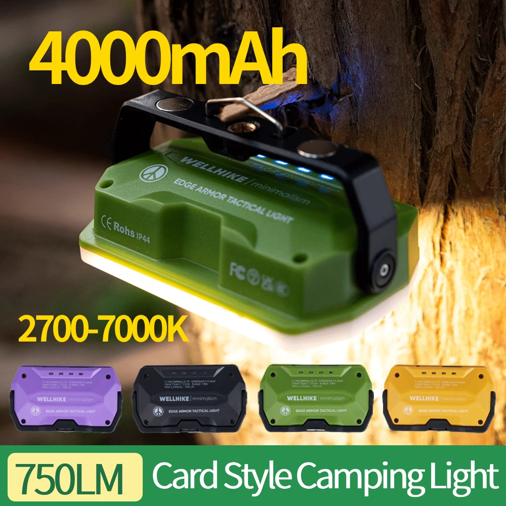 

Светодиодный фонарь-карточка для кемпинга, 750 лм, магнитный, для кемпинга, 4000 мАч, с сильным магнитом, рабочий фонарь, уличный аварийный светильник, 2700-7000K