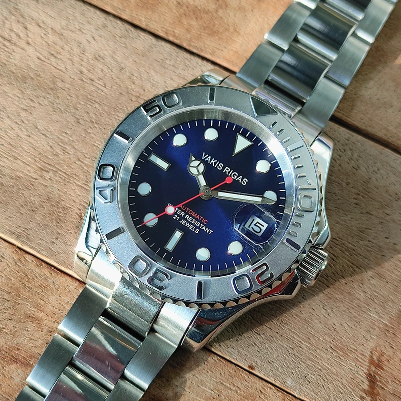 ساعة ميكانيكية أوتوماتيكية Mingshi يخت لـ Meiyoda 821 core مقاومة للماء ومضيئة قوية للرجال حزام فولاذي خارجي رياضي #2