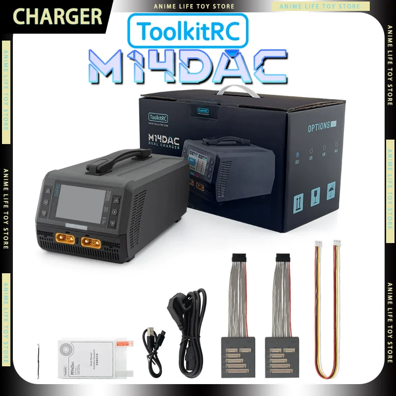 

ToolkitRC M14DAC 6S-14S 2500W RC Charger 50A Dual Channel 65W Fast Charge 3.5 Inch IPS LCD For Agricultural UAV Charger Gift
