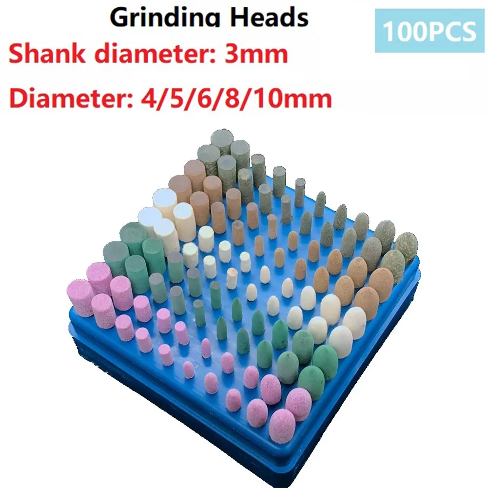 100PCS 3mm Shank Mounted Points Grinding Heads Felt Polishing Wheel Set For Mini Drill Rotary Tool Metal Glass For Mold Jewelry