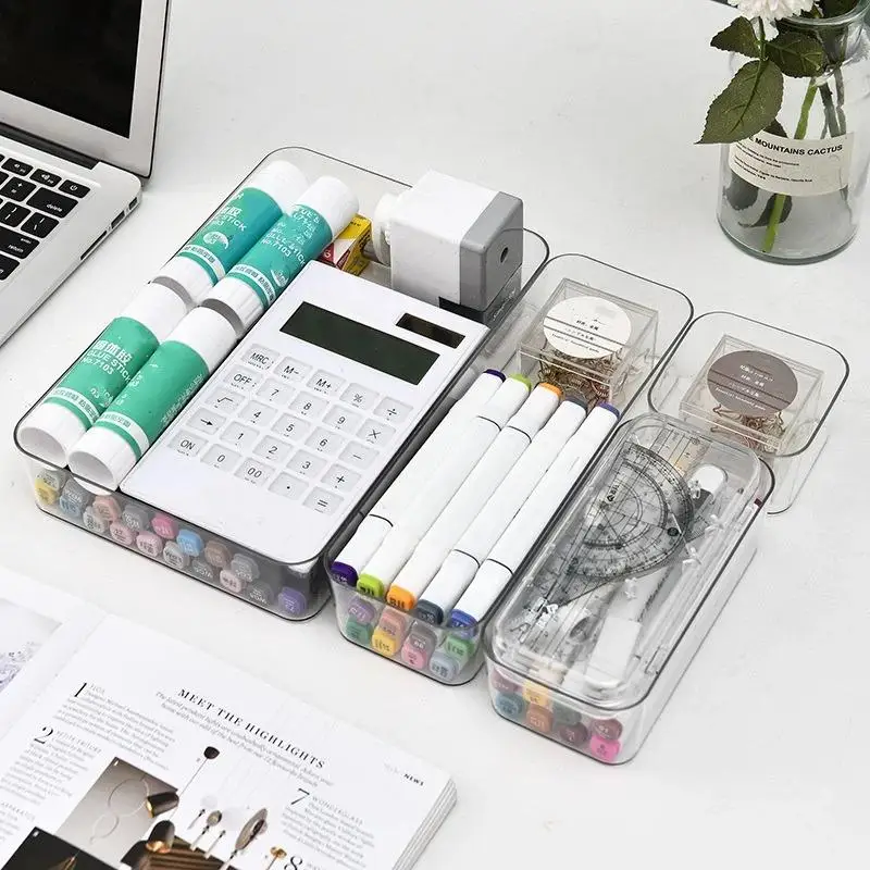 Space Saving Desk Drawer Organizer Food Safe PET Makeup Storage Box Free Shipping for Office Bathroom Bedroom Vanity