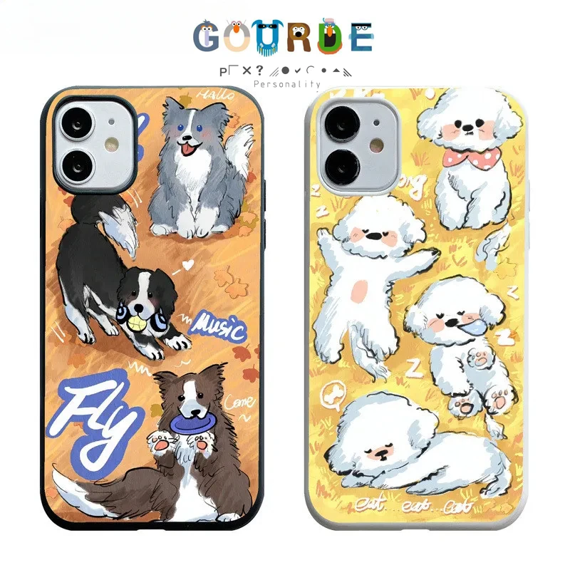 

Gourde Funny Cute Teddy Border Collie Pattern Phone Case for Iphone 15 14 12 13 11 Pro Max IP 7 8 Plus Iphon X XS XR Xs Max