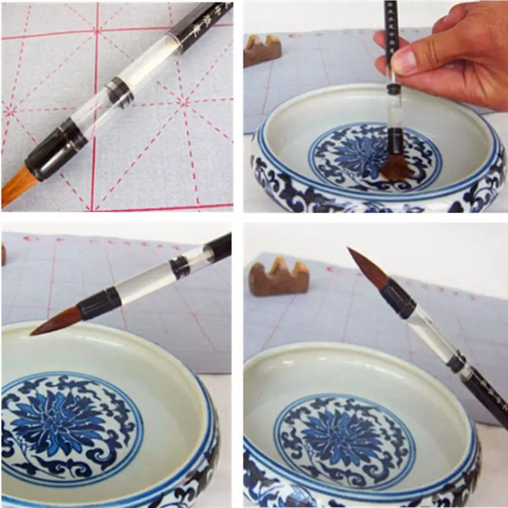 1 Pcs Reusable Wool Practice Automatic Writing Drawing Pen Water Brush Pen Chinese Japanese Calligraphy Piston Water Ink Brush