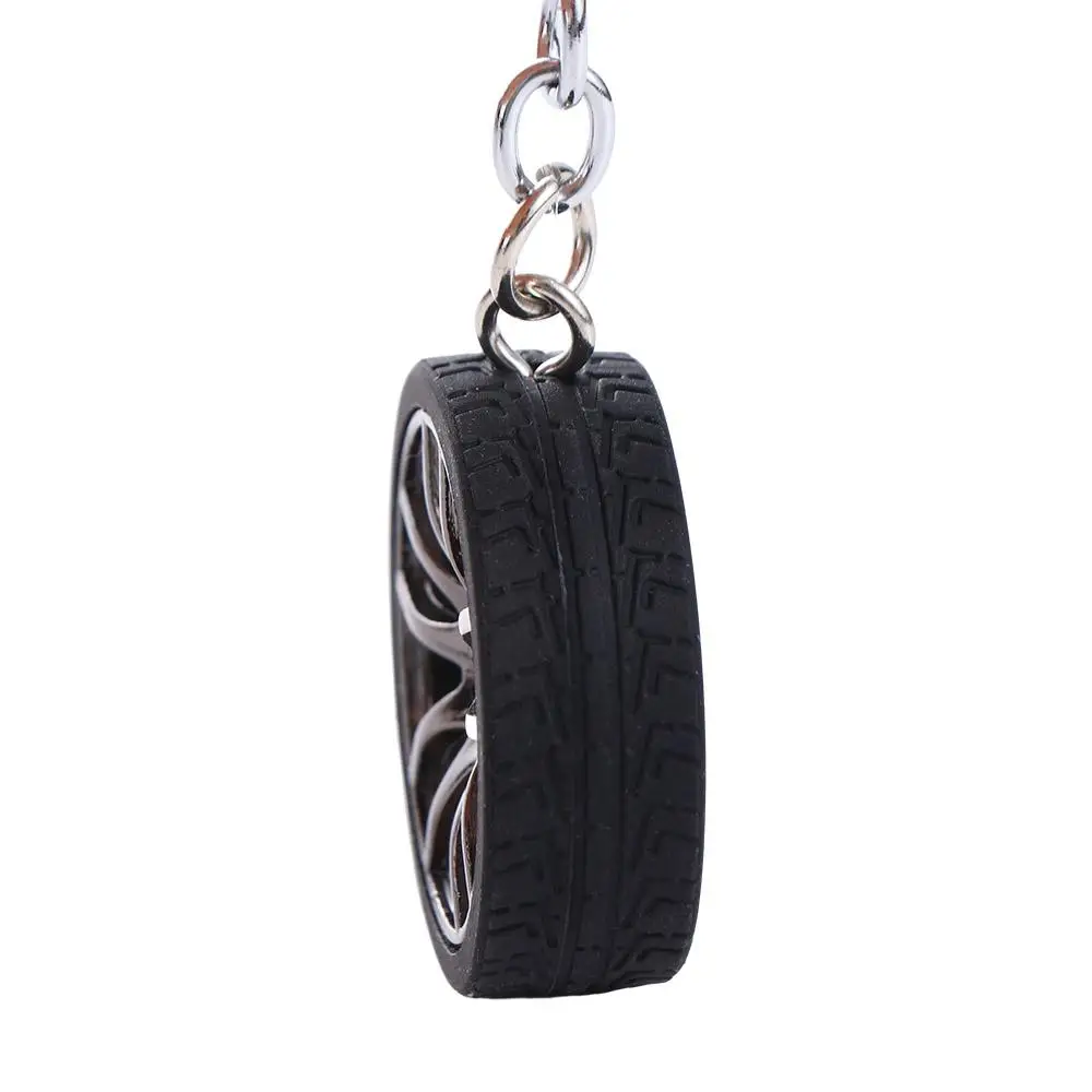 Simulation Tire Car Wheel Keychain Alloy Wheel Rim with Brake Disc Rubber Tire Keyring Simulation 3D Tire Auto Wheel