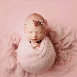 90*170CM Newborn Photography Props Blanket Baby Wraps Pearls Cotton Swaddle Photo Accessories
