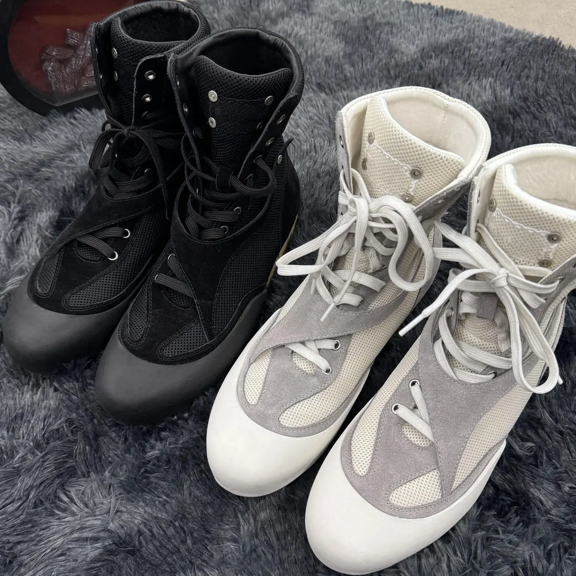 

High-Top Boots Unisex Thick Bottom Heightening Fashion Boots British Style Casual Motorcycle Boots Lace-Up Design Work...