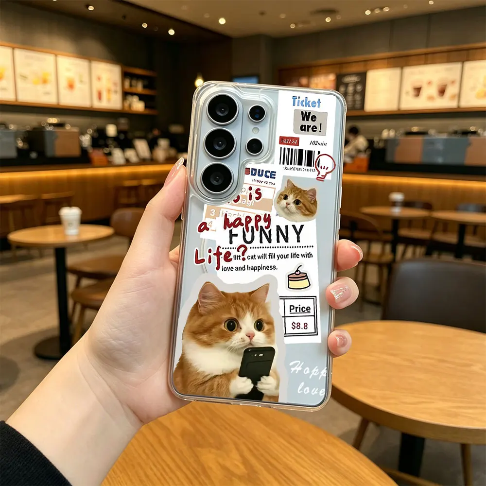 Clear Acrylic Magnetic Phone Case For Samsung Galaxy S26 S25 S24 S23 S22 S21 Ultra Plus Edge S20 FE S20 FE2022 5G Kitten Cover