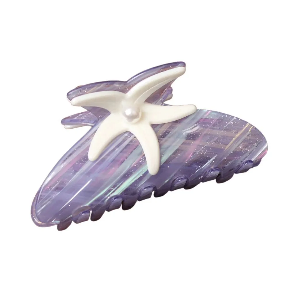 

Cute Large Starfish Hair Grab Shark Clip Headwear Pearl Hair Claw Geometry Bun Clip Acrylic Shark Clip Back Head