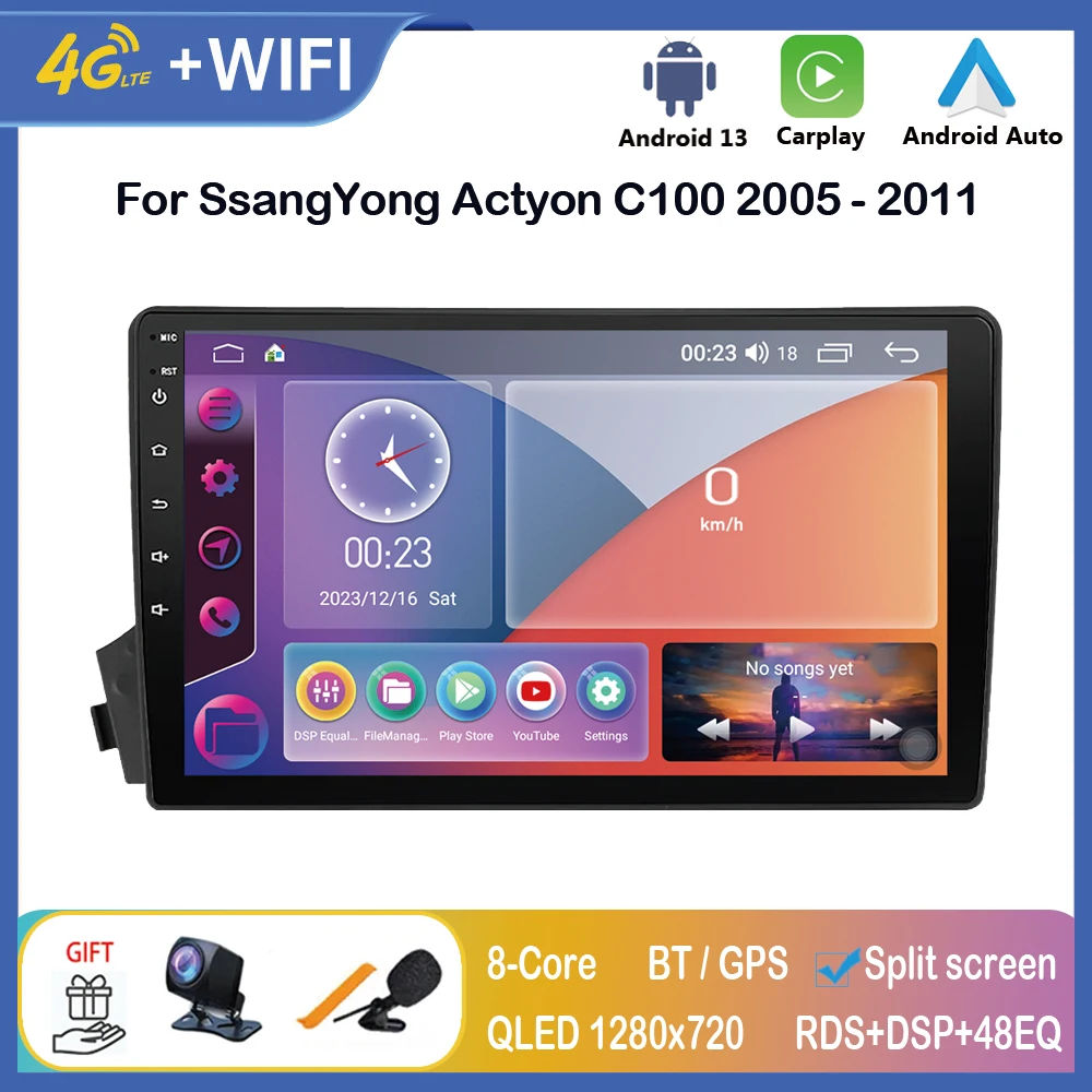 

Автомагнитола Carplay на Android для SsangYong Actyon C100 2005-2011, магнитола 2 Din СсангЙонг Актион С100, мультимедийный плеер, Авторадио, головное устройство, навигация, стерео