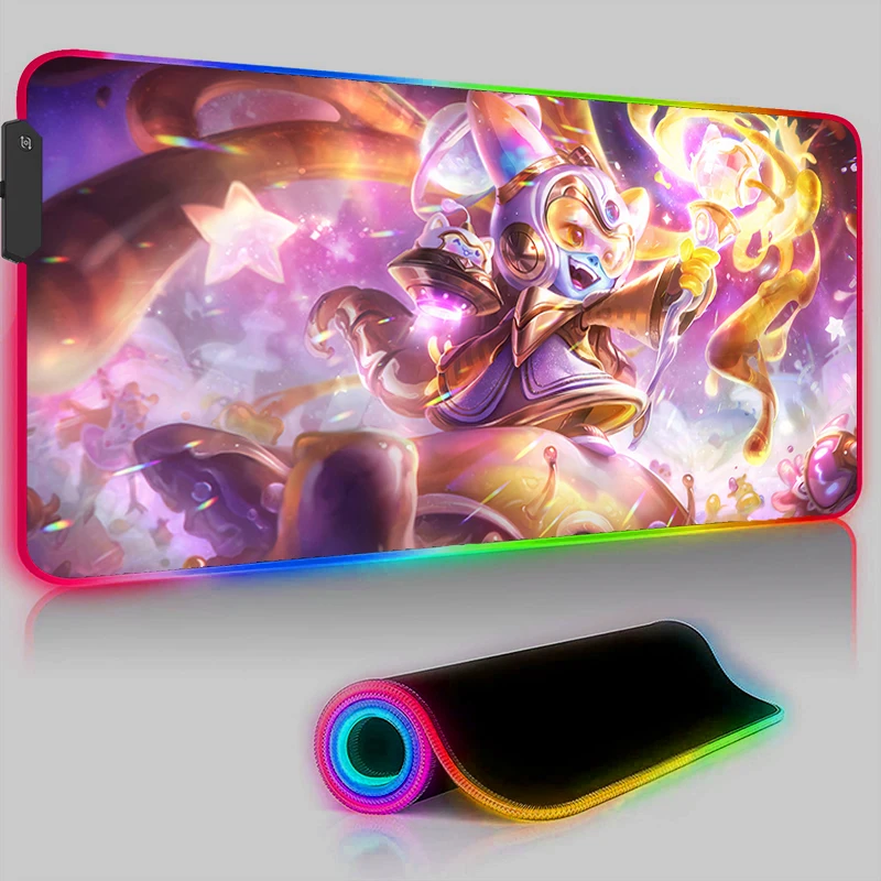 

League of Legends Lulu Mouse Pad LED Computer Cute Anime Girl Mousepad RGB Laptop Gaming Accessories Desk Mat Large Keyboard Rug