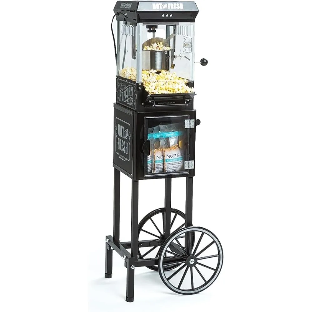 

Popcorn Maker Machine - Professional Cart With 2.5 Oz Kettle Makes Up to 10 Cups - Vintage Popcorn Machine Movie Theater Style