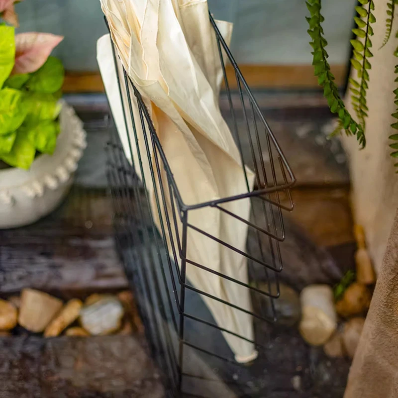 Iron Umbrella Stand Multi-functional Umbrella Organizer with Drainage Creative Parasol Holder Hollow-out Design Storage Solution