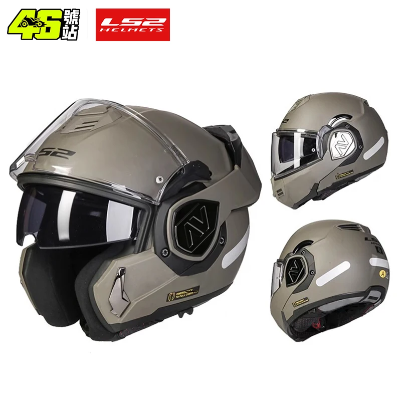 LS2 FF906 Advant Flip Up Full Face Helmets Motorcycle Modular Double Visor Helmet built-in Lens ECE Capacete Moto New Arrival