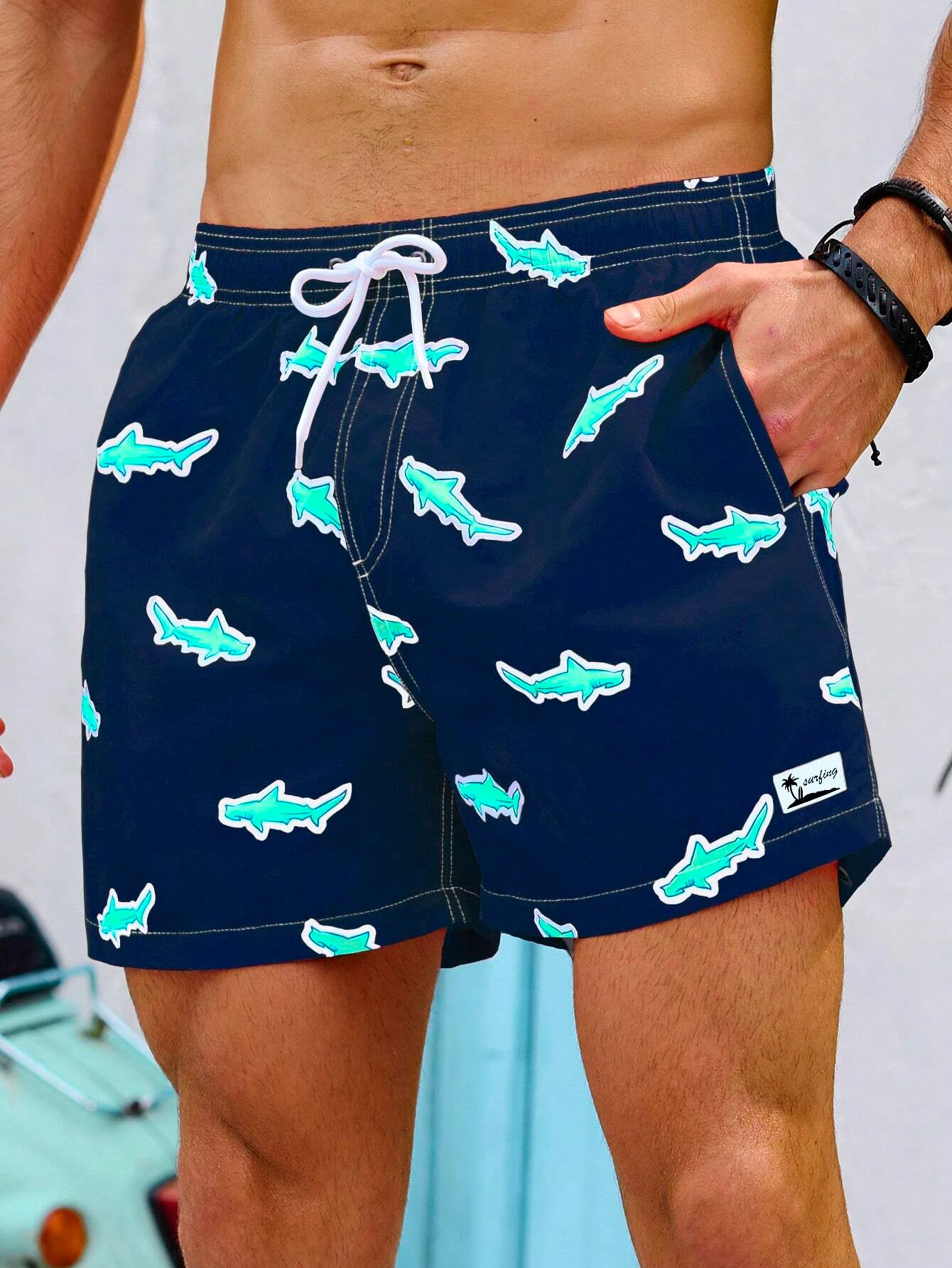 Summer New Men\'s Shorts Swimming Pants Drawstring Retro Fashion Print Holiday Beach Holiday Hawaiian Micro Elastic Shorts