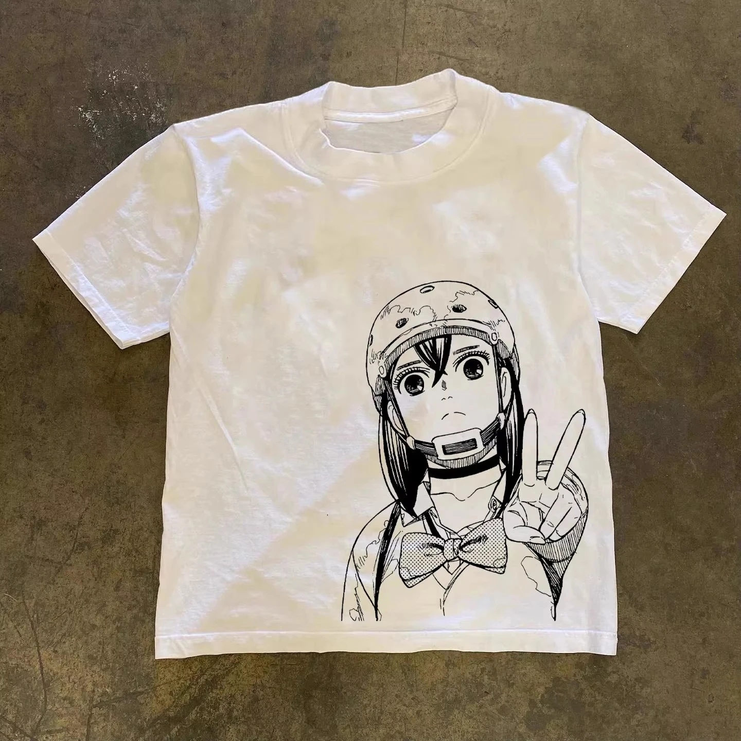 القطن الثقيل 2025 الصيف الكتابة على الجدران الأمريكية لطيف فتاة فضفاضة ومتعددة الاستخدامات طاقم الرقبة قصيرة الأكمام تي شيرت الرجال والنساء بلايز #1