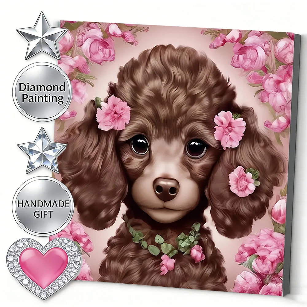 AZQSD Diamond Painting Kits Dog Animal Diamond Mosaic Flower New Collection Full Kits Rhinestones Pictures Home Wall Decoration