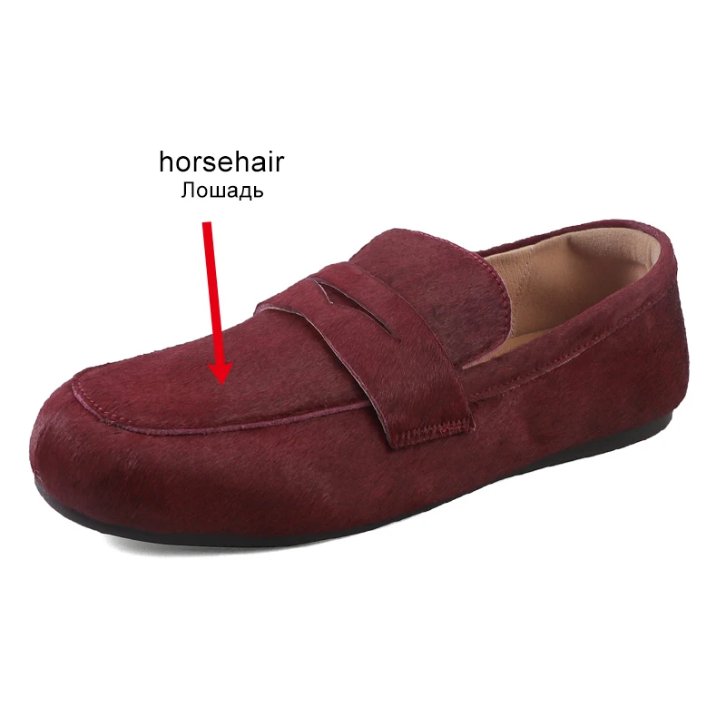 JOZHAMTA Women Casual Flats Loafers Shoes Real Leather Comfort Low Heels Shoes 2025 Ins Horsehair Office Daily Dress Size 34-40