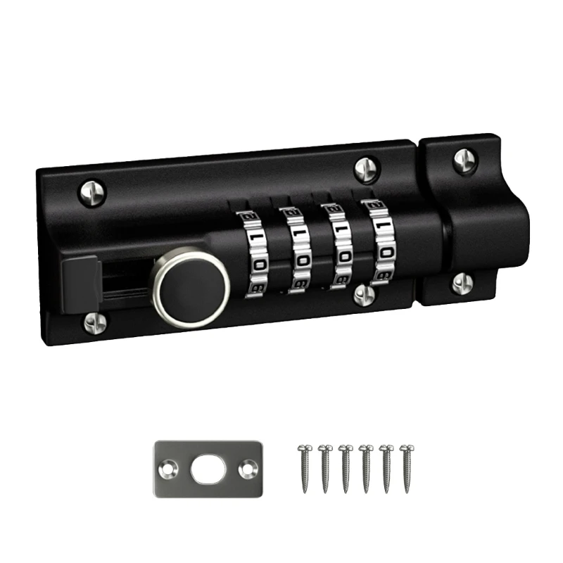 Slide Lock Mechanical Password Lock Aluminum Alloy Sliding Door Lock Anti-theft Safety Combination Digit Lock