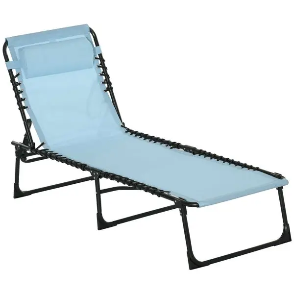 

Outsunny Folding Chaise Lounge Chair, 4-Position Reclining, Breathable Mesh Seat, Outdoor Sun Tanning Chair for Beach, Yard, Pat