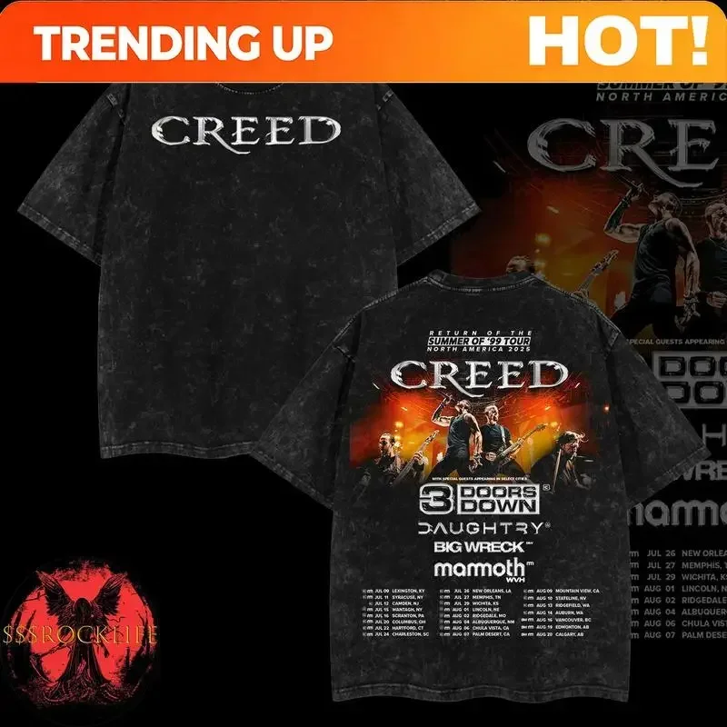Customization Shirt Creed Return Of The Summer Of 99 Tour North America 2025 Tour Dates List Two Sides Graphic Washed T-Shirt –