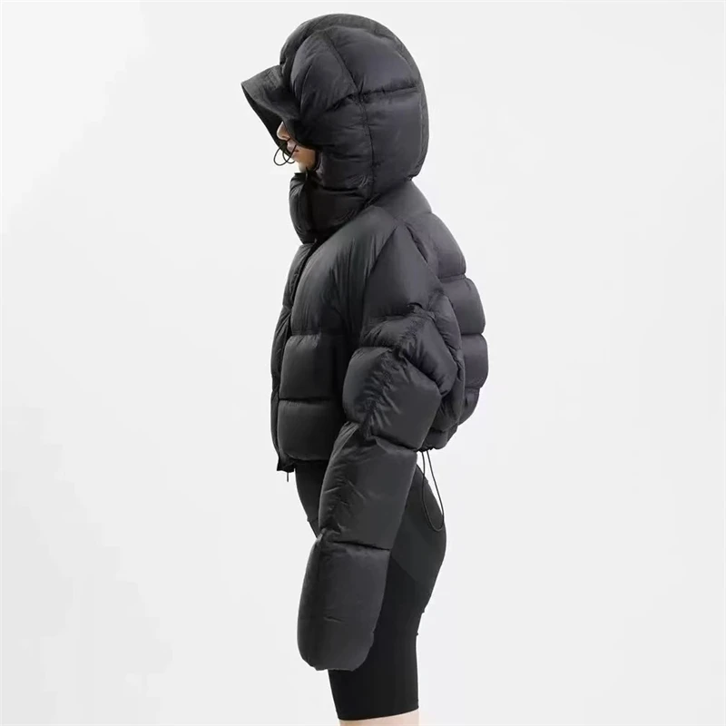 2024 winter new women\'s hooded drawstring waist short down jacket y2k high quality fashion casual thick warm lovely bread coat