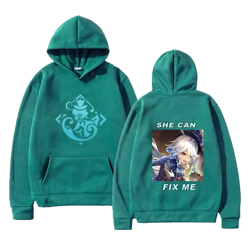Furina Hoodie Anime Genshin Impact Men Harajuku Aesthetic Vintage Hoodies Unisex Casual Fleece Pullover Sweatshirt Y2K Clothes
