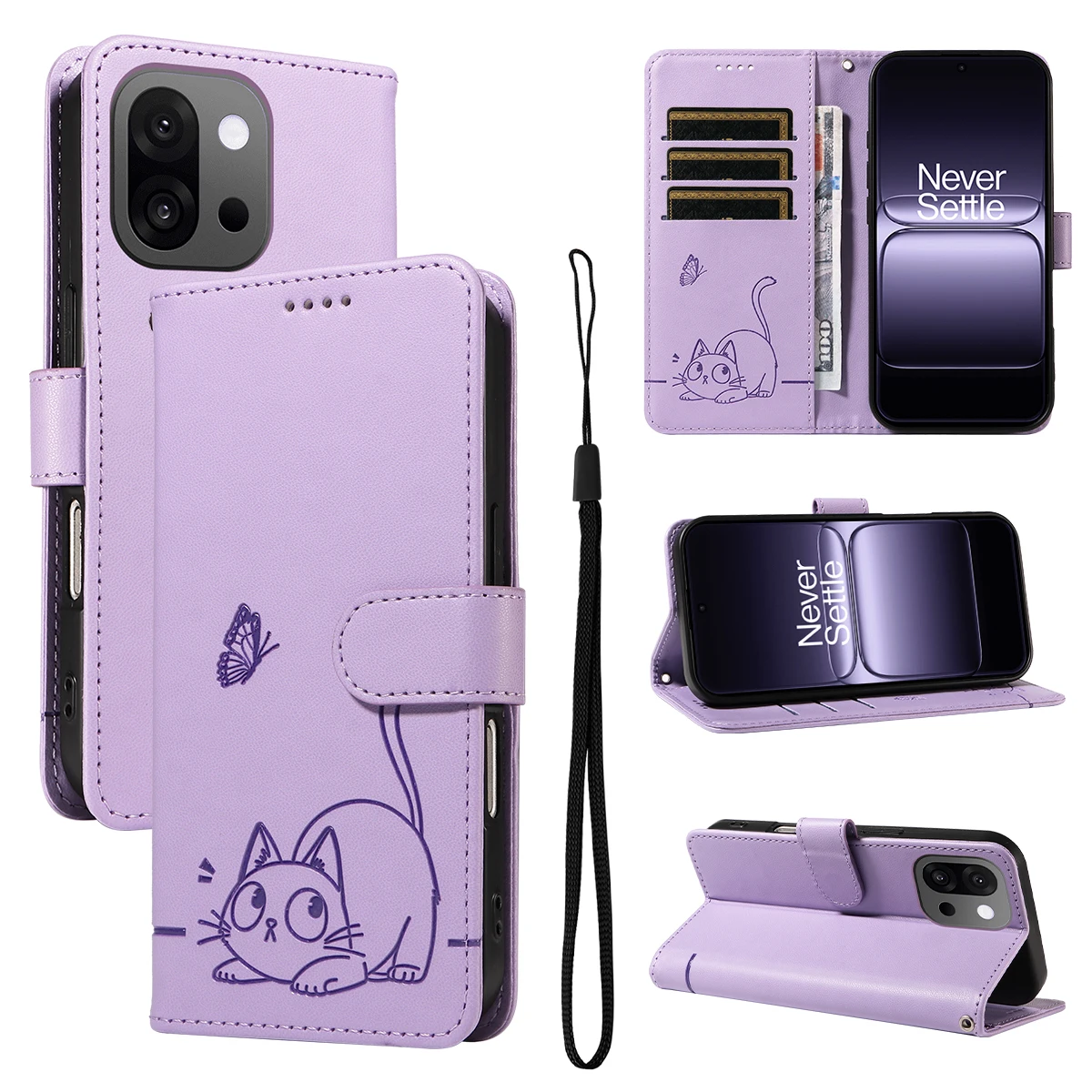 حافظة جلدية مغناطيسية لهاتف Oneplus 9 10T 11 12 12R 13 13T 13R Pro Nord CE2 CE3 CE4 Lite N20 5G غطاء لطيف على شكل قطة كرتونية #5