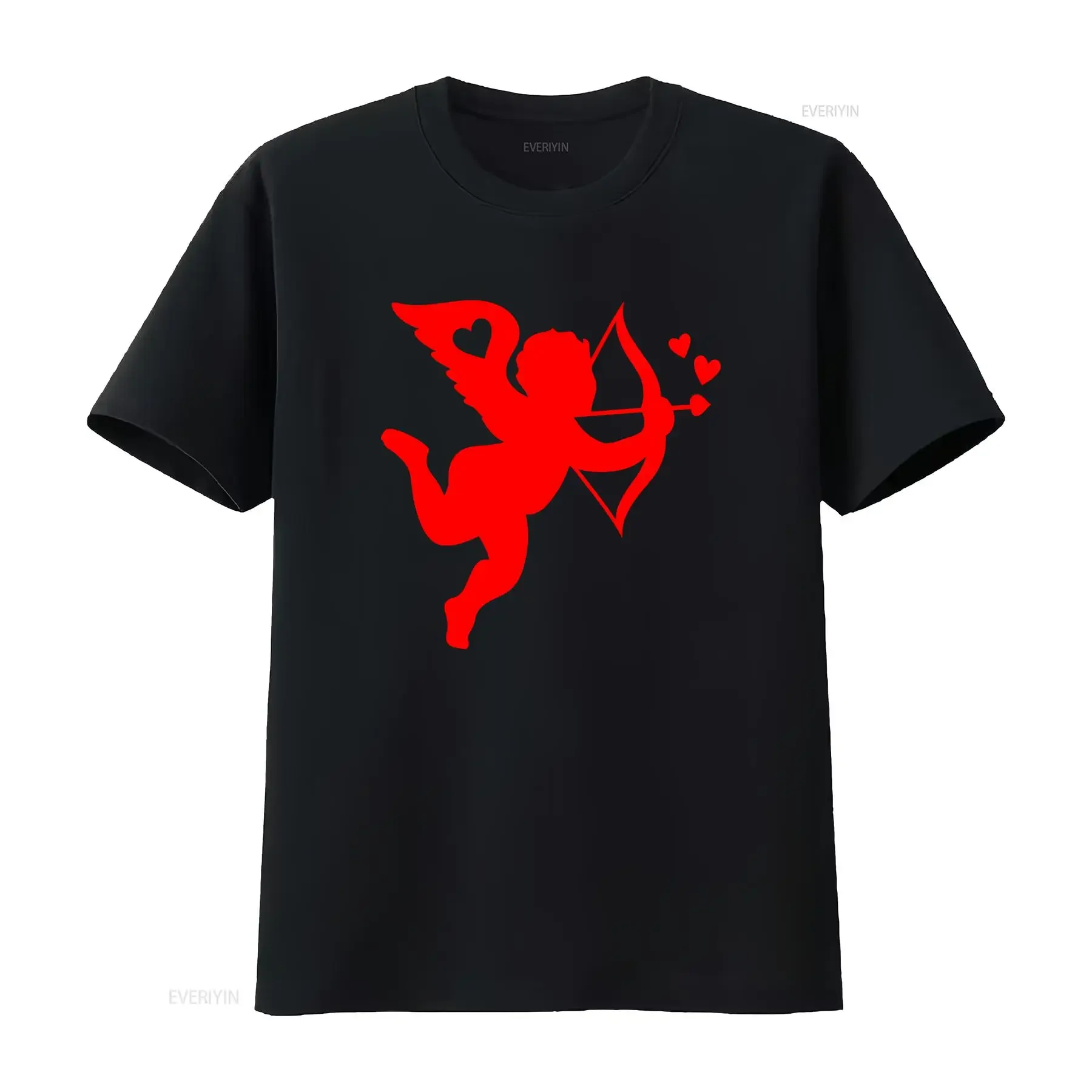 T shirt da uomo con 50 Cupidi Stampa frecce a cuore rosso design cuori fiocco outfit per feste di San traspirante tutte