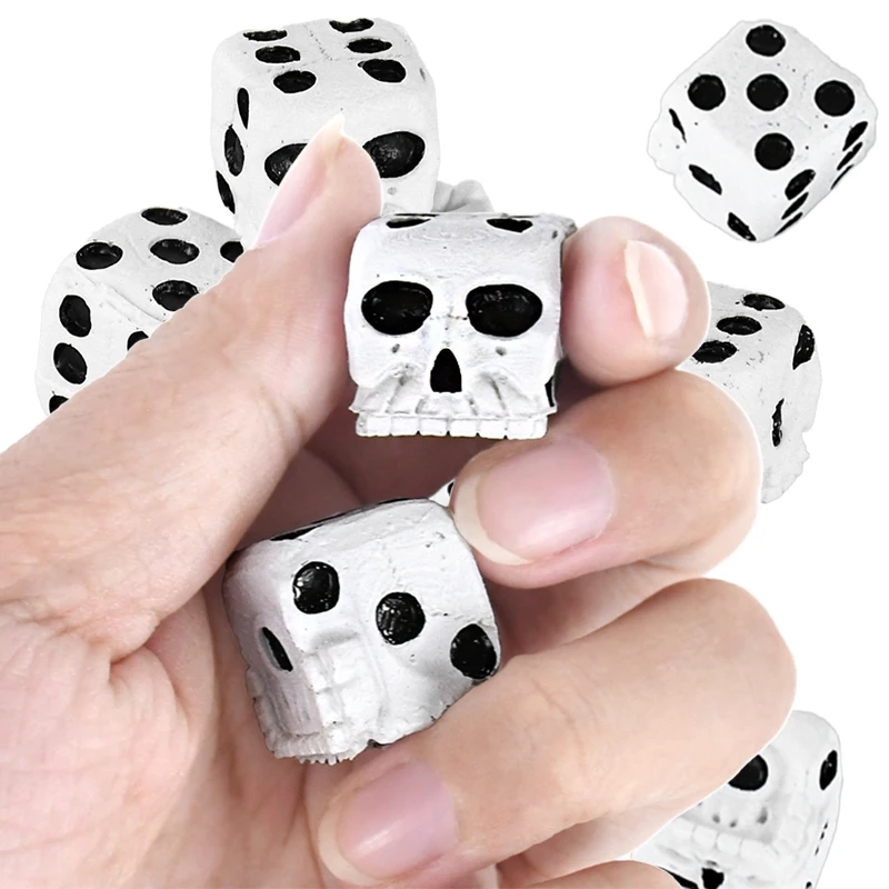 1/3Pcs Schädel Würfel Halloween Weiß Skelett Würfel Mini Schädel Gesicht Gaming Würfel 6 Seitige Exotische Würfel set Für Club Pub Halloween Party