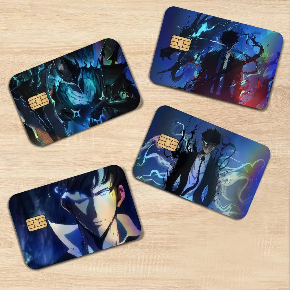 Fashion Solo Leveling Rainbow Laser Glitter Bank Card Stickers Waterproof Art Decals