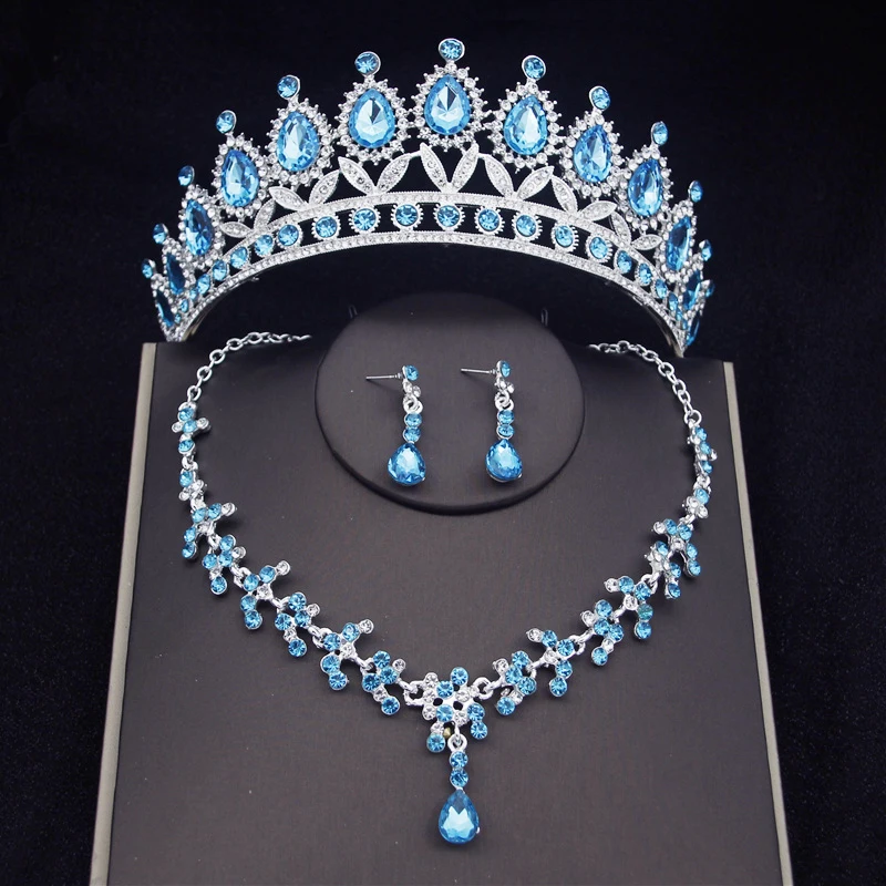 

Princess Bridal Tiaras Jewelry Sets for Women Crown and Earring Necklace Set Birthday Party Wedding jewelry Bride Accessories