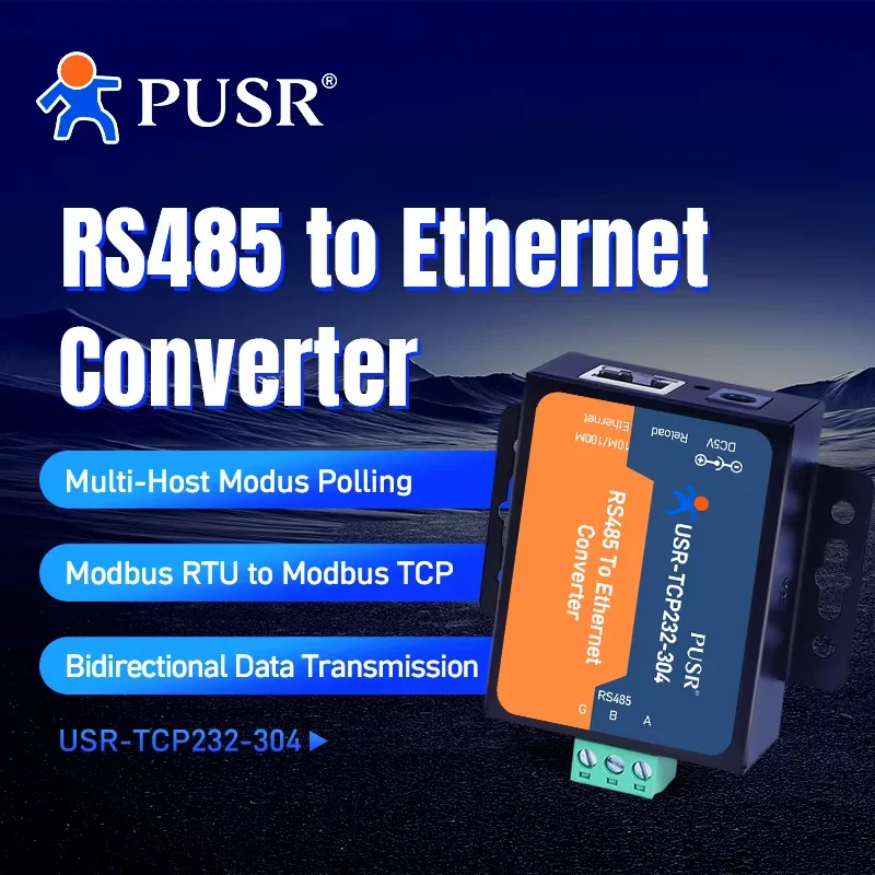 PUSR RS485 Serial to RJ45 Ethernet Converters RS485 to TCP/IP Server Modbus RTU to TCP Gateway USR-TCP232-304