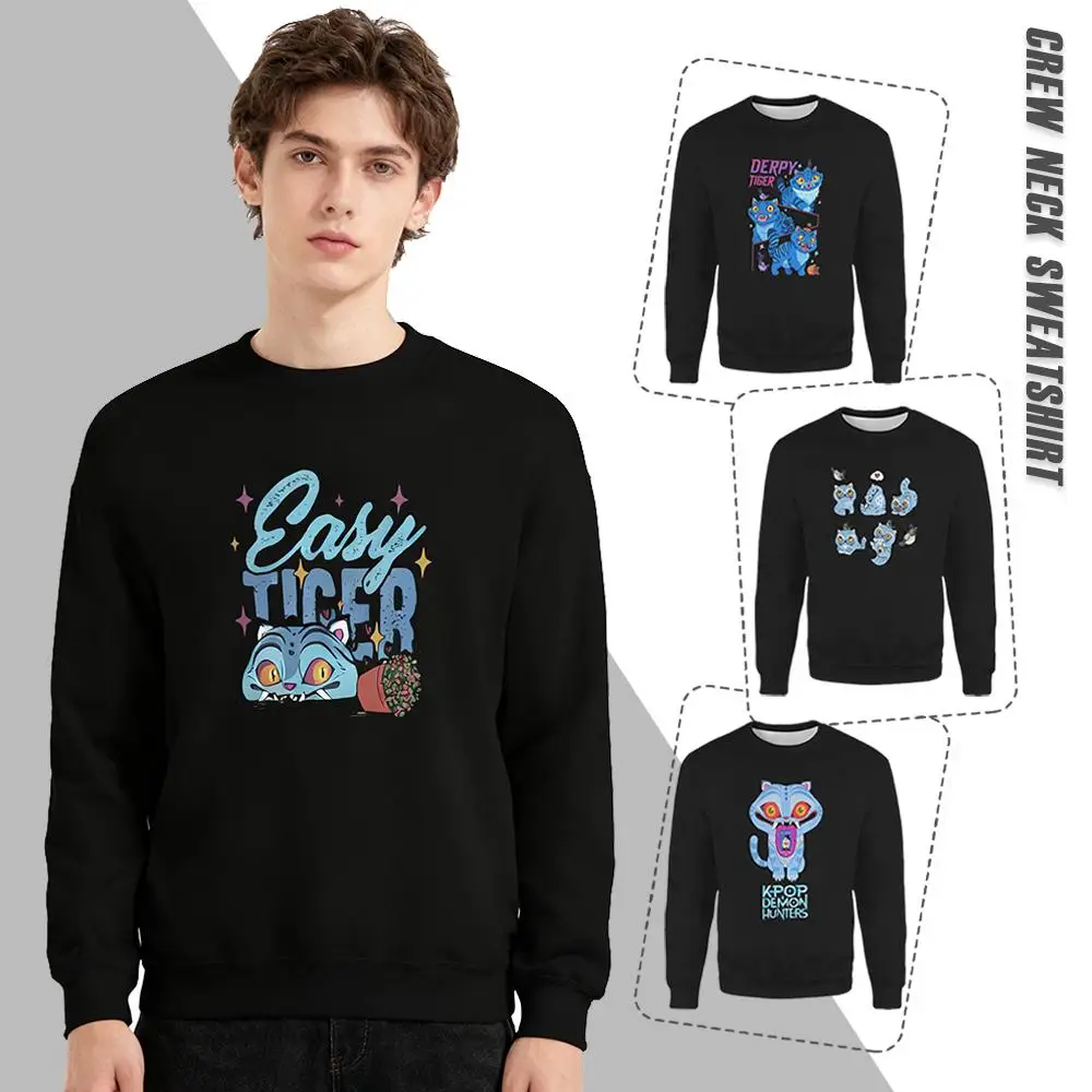 

Kpop Demon Hunter Cute Tiger Sweatshirt Trendy Anime Graphic Casual Vintage Y2k Tops Men And Women Long Sleeve Crew Neck Hoodie