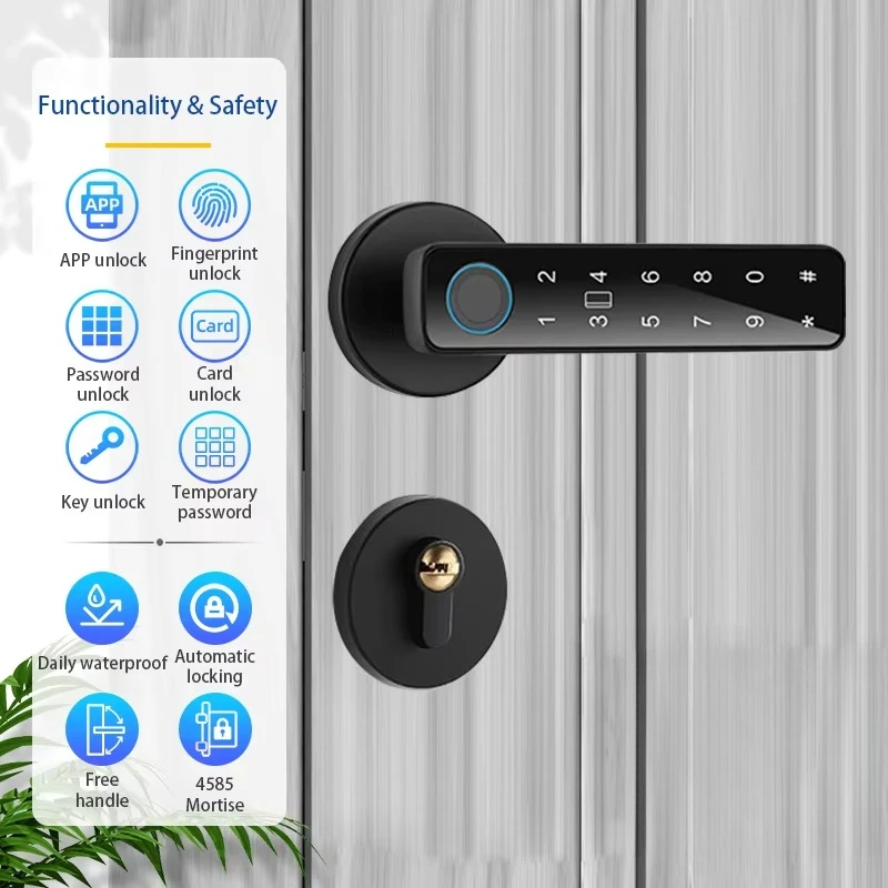 Home Biometric Smart Door Lock Electronic Fingerprint Door Handle Split Digital Keyless Lock