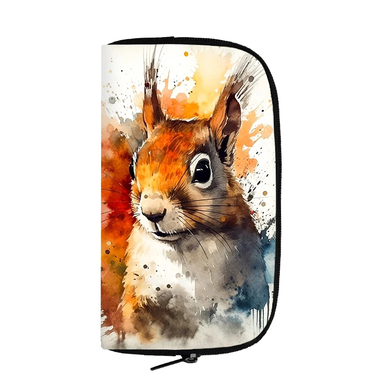 Watercolor Animal Tiger Wolf Koala Owl Wallet Women Men Money Coin Bags Phone Credit Card Casual Holder Purse Long Wallets Gift
