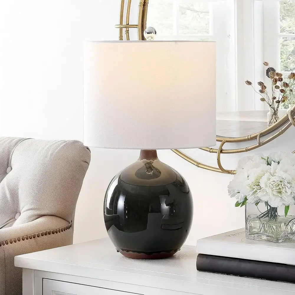 23-inch Modern Brown LED Table Lamp for Bedroom, Living Room, and Office, with Included Bulb