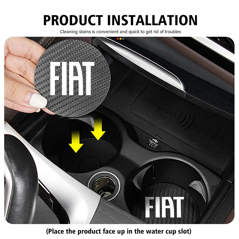 2pcs Car Cup Holder Insert Pad Anti-Slip Mat Emblem Coaster For Fiat Tipo Panda Brave Stilo Palio Ducato Freemont Doblo