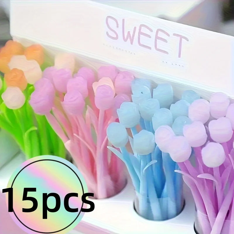 15PCS Color-Changing Novelty Flower Pens,School Office Supplies Fun Pens,Cute Pens for Female Teachers,Back-to-School Gift Pens