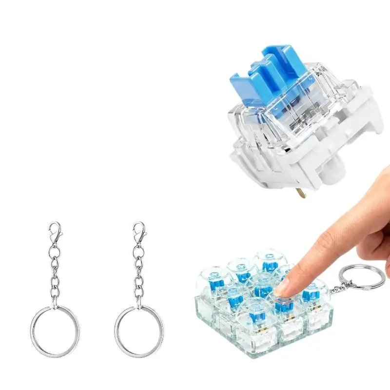 50 Stück blaue mechanische Tastaturschalter, 3-Pin MX-Style Clicky-Schalter mit 10 Schlüsselanhängern für 3D-gedruckte Fidgets – Detail 7