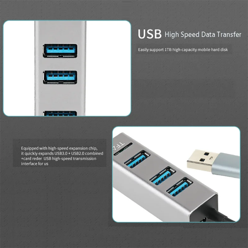 USB3.0 COMBO Type C HUB Multi Ports Cable Splitter Extender Laptop Computer USB Disk Micro SD TF Card Reader Converter Phone Cha