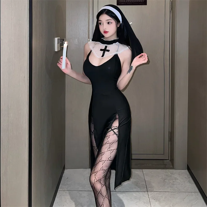 

JIMIKO Halloween Party Costume Sister Suit Sexy Uniform Hot Outfit Girls Costume Anime Game Uniform Female Saint Costume dress