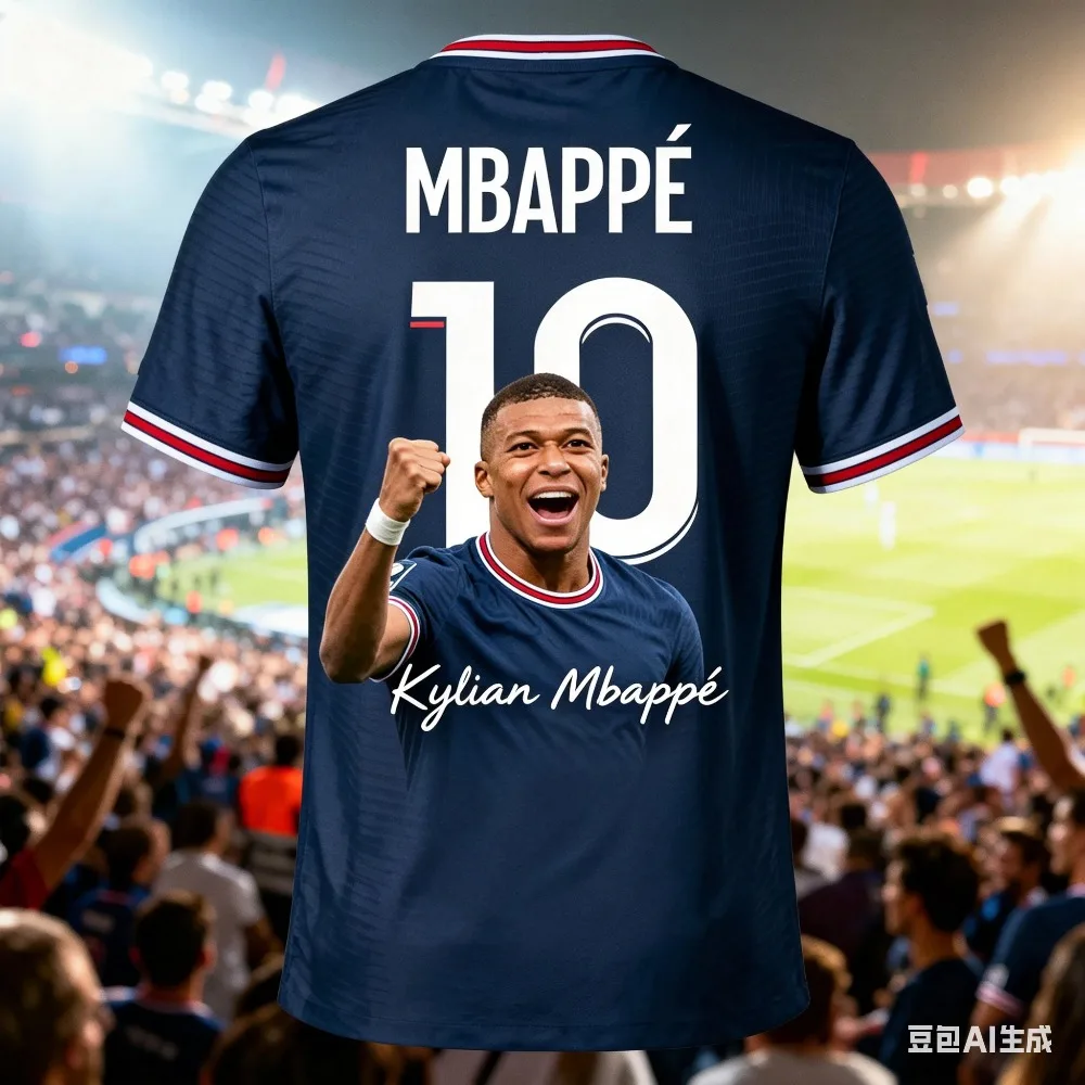 Summer New Mbappé 3D Outdoor Casual Sports Football Jersey Trendy Street Men's Clothing T-shirt Short Sleeve