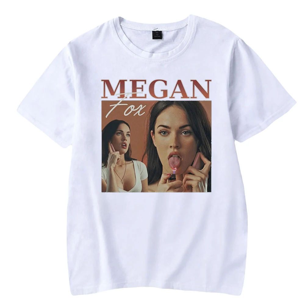 2026 خمر ميغان فوكس المحملة للجنسين Crewneck قصيرة الأكمام الرجال النساء تي شيرت شحن مجاني نمط غير رسمي الشباب زوجين الملابس #3