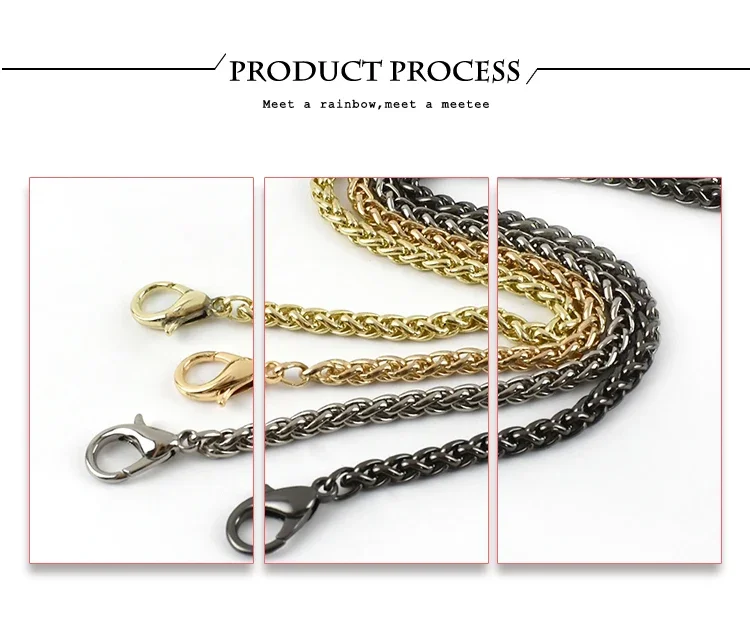 2Pcs 100/120cm Metal Chain Buckles Bag Strap Handbag Chains Replace Purse Handle Shoulder Decor Adjust Hook Hardware Accessories