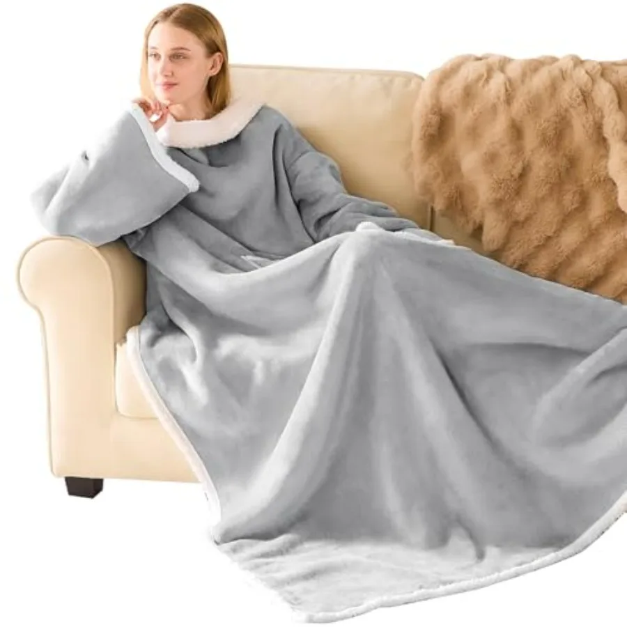 

Sherpa Wearable Blanket with Sleeves for Women Men Adults, Christmas Birthday Gifts for Women Mom Wife, Cozy Wearable Blanket w